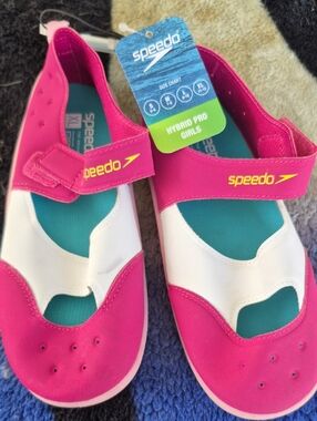 Speedo Pink, Teal & White Girls Hybrid Pro Water Shoes